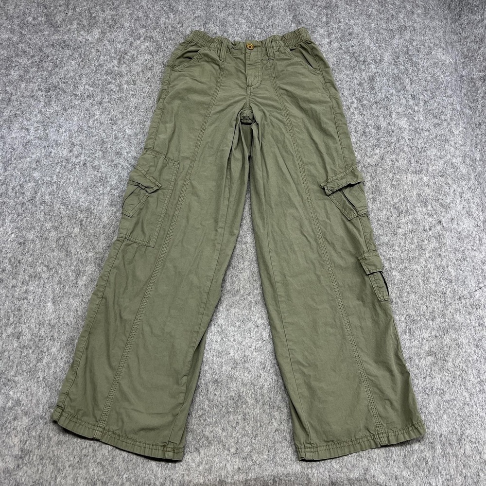BDG Pants Womens XXS Green Y2K Cargo Wide Leg Relaxed Elastic Waist Pockets